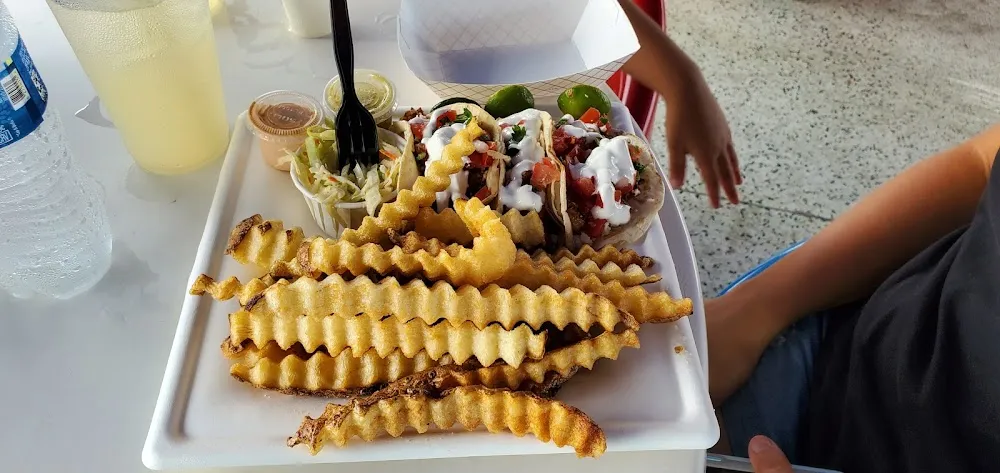 Shrimp Tacos with Fries